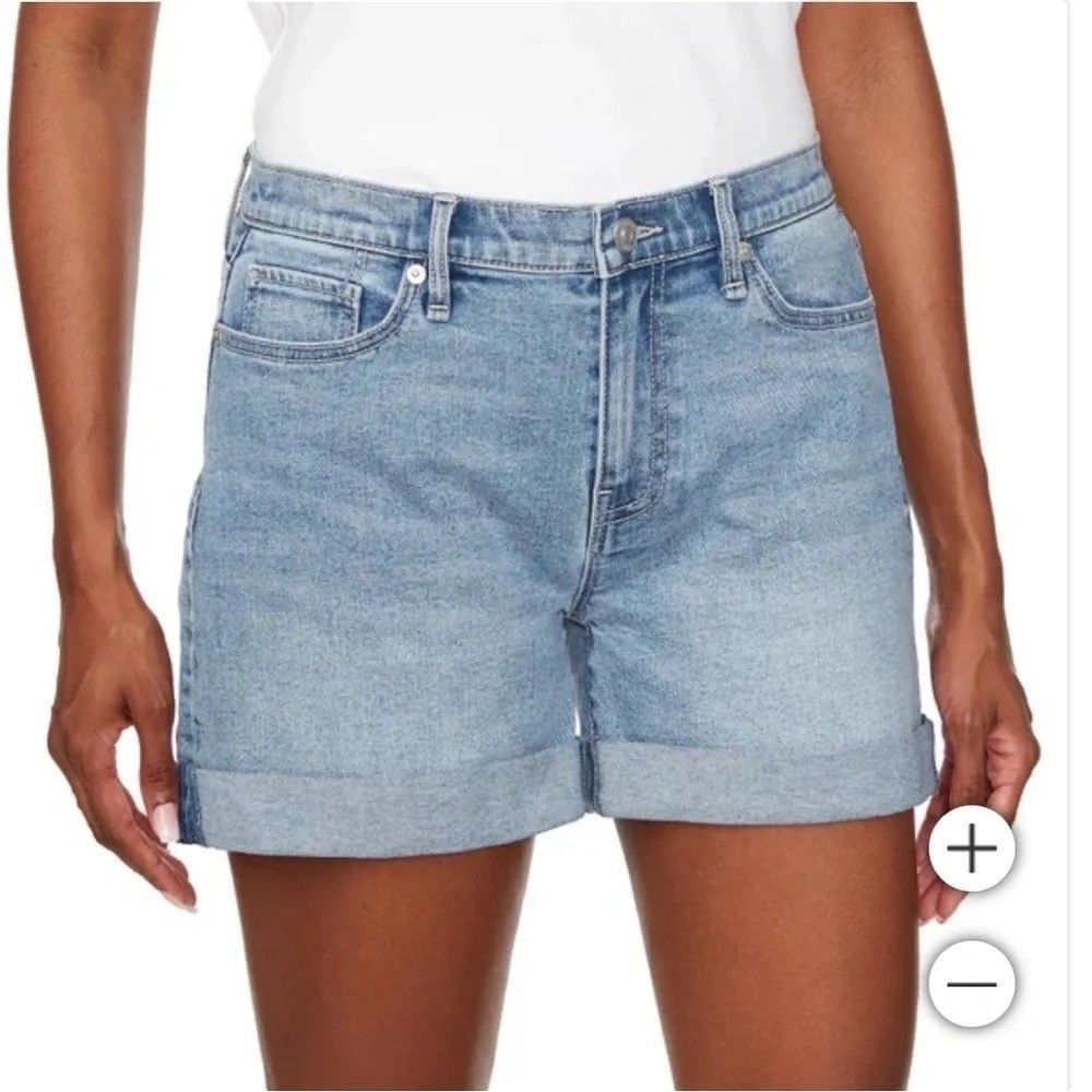 Hudson Jeans Womens Size 12 32 Mid Rise Rolled Cuff Stretch Denim Shorts Blue